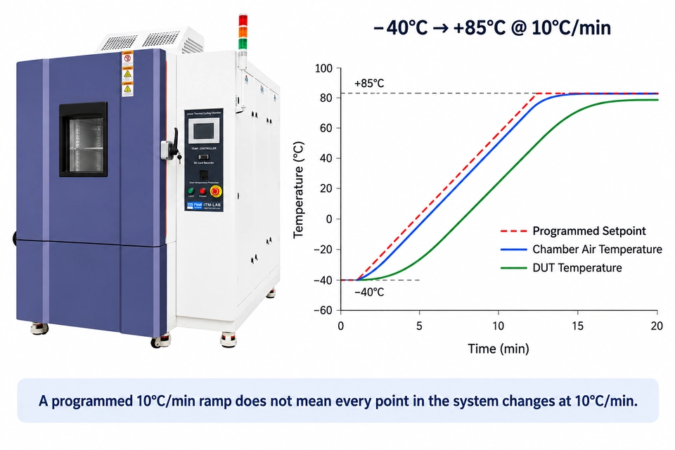 temperature ramp rate chamber air versus DUT temperature